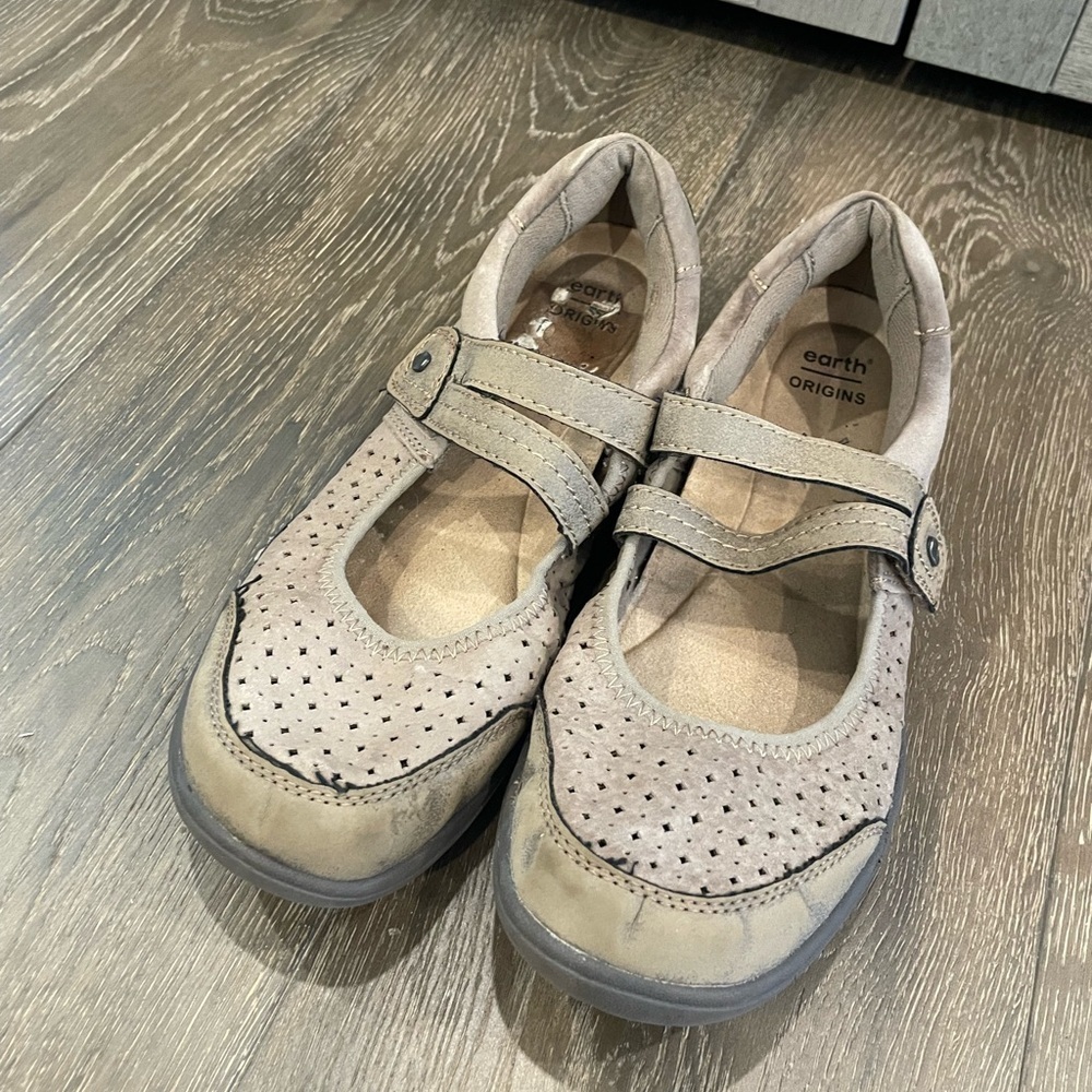 Earth Origins Taupe Mary Jane Flats - Picture 2 of 5